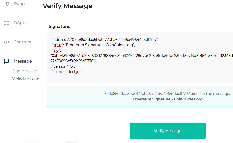Inf не содержит информацию о подписи