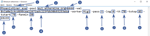 phoenix miner настройка