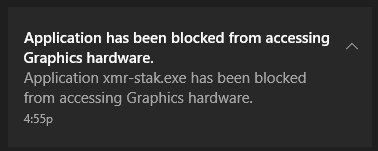 xmr stak blocked graphics hardware