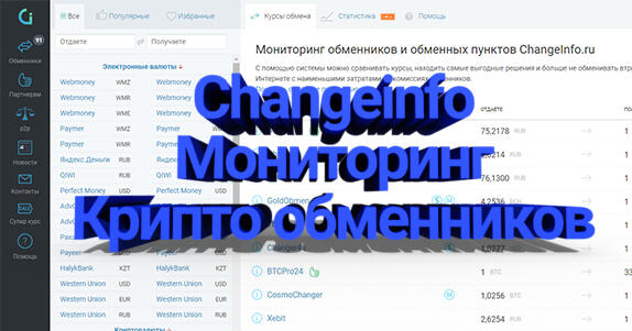 ChangeInfo мониторинг обменников криптовалюты